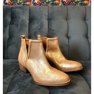 Diba Skyler Metallic Distressed Leather Ankle Booties US Women's Size 8.5